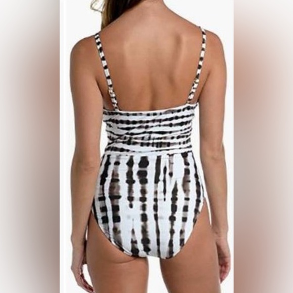 LA BLANCA Women's Twisted Bamboo Tummy-Control One-Piece Swimsuit Size 12 - Picture 2 of 7